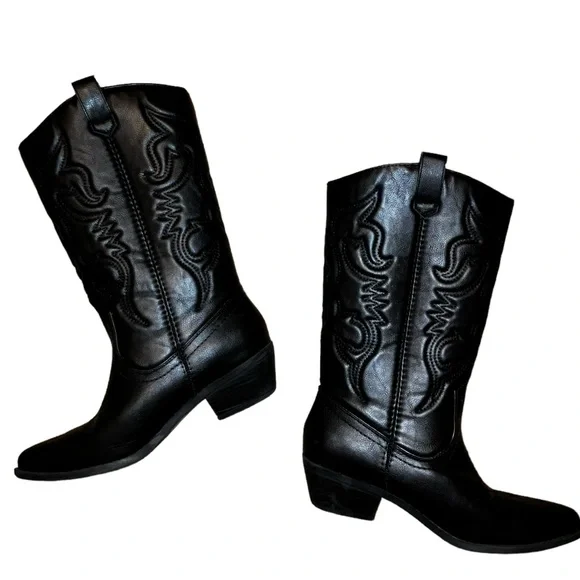 Cowgirl Boots Mid Calf Western Boots - Picture 7 of 9